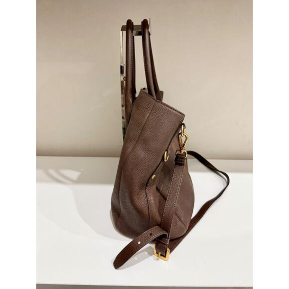 Prada Bruciato Vitello Daino Leather Large Shopper Tote Bag with Shoulder Strap - Picture 3 of 14